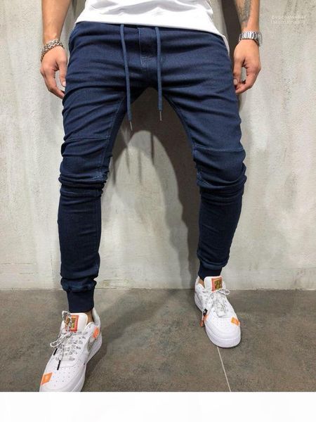 

jeans casual sports jogger jeans spring elastic waist athletic pantalones trousers mens designer, Blue