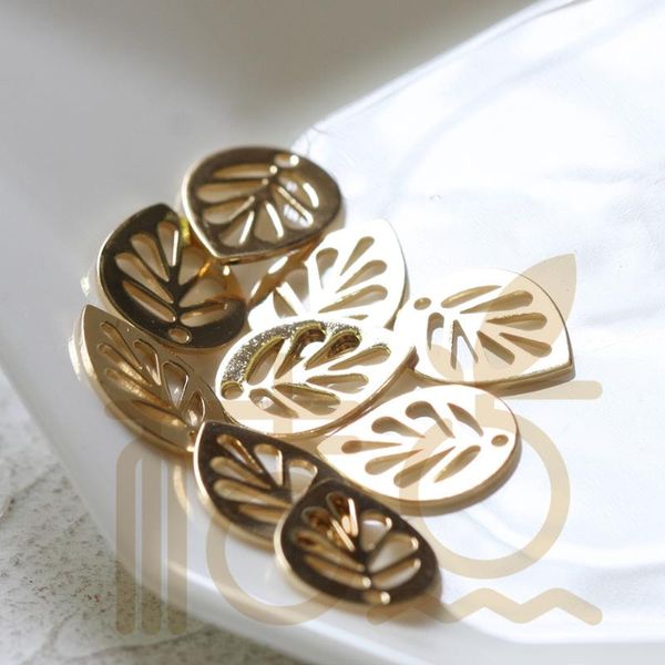 

charms solid brass leaf charm - 14x10mm (4326c), Bronze;silver