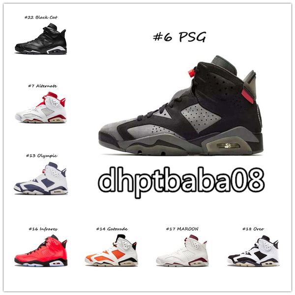 

6 6s infrared reflective basketball shoes men olympic oreo sport blue dmp angry bull white athletic desingers sneakers 7-13, White;red