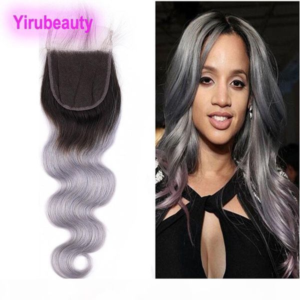 

brazilian virgin hair 1b grey 4x4 lace closure body wave 1b grey 4 by 4 closure with baby hair products closures 8-20inch, Black;brown