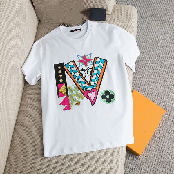 

women designer summer t-shirt tees luxury woman tshirts cotton ladies femme, White