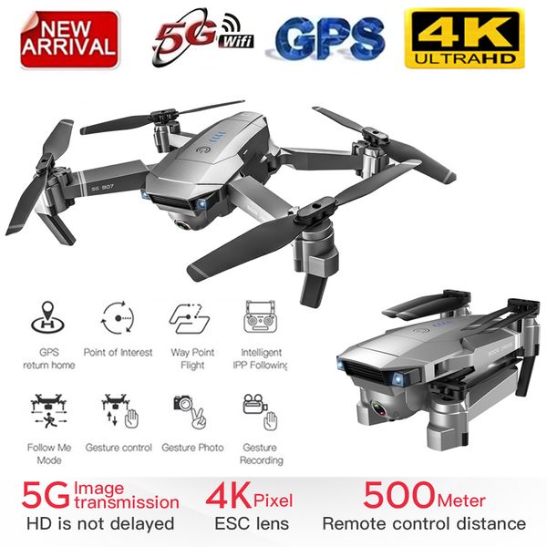 

новый sg907 gps drone с камерой 4к 5g wi-fi rc quadcopter оптического потока складная мини дрон 1080p hd камера drone vs e520s e58 201015