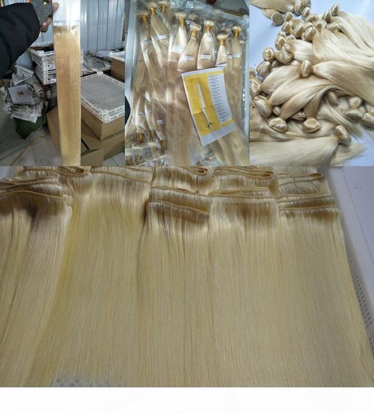 

blonde color #613 pervian hair straight human hair weave bundles tangle 100g piece & 3 pcs lot, dhl, Black