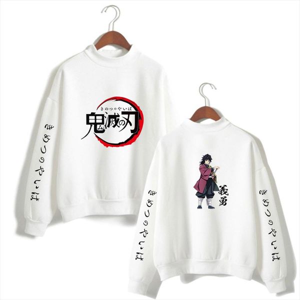 

demon slayer sweatshirts womens new print fashion turtleneck pullovers demon slayer 2020 womens high collar clothes trend, Black