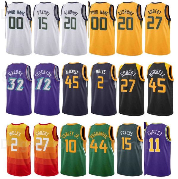 

printed basketball joe ingles jersey 2 derrick favors 15 elijah hughes 33 royce o'neale 23 udoka azubuike 17 custom name number green y, Black;red