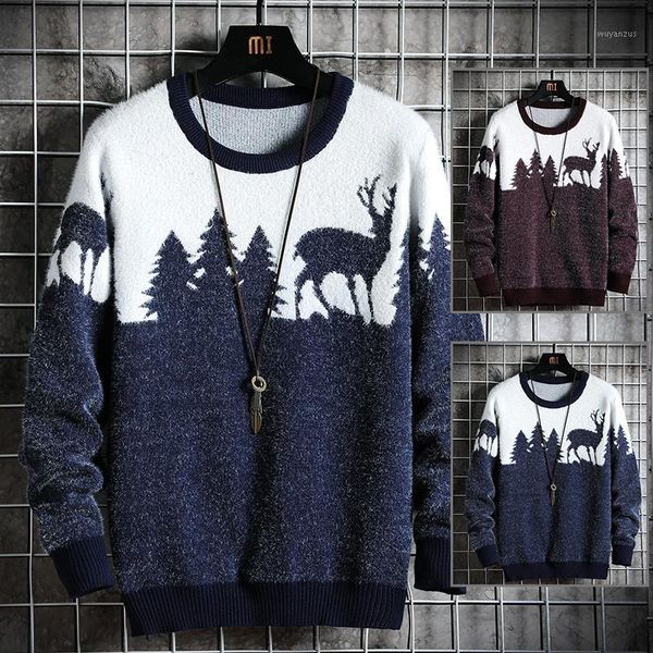 

2020 new style christmas theme men's loose sweater handsome men's clothing multicolor optional1, White;black