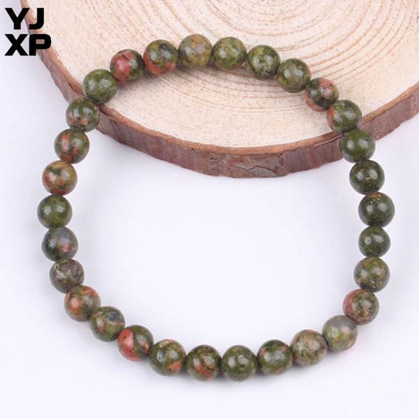 

yjxp handmade 6mm beads ball unakite quartz white howlite natural round stone bracelet fashion jewelry, Black