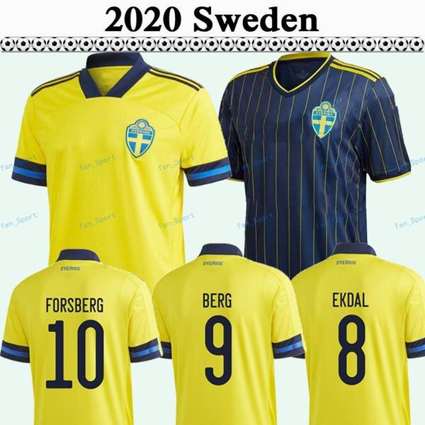 

men +kids kits 2020 2021 sweden soccer jersey home away 20 21 sverige forsberg lindelof berg ibrahimovic team football uniforms shirts, Black;yellow