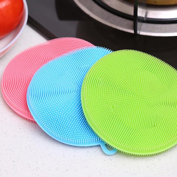 

new silicone dish bowl scouring pad cleaning pot pan wash brushes cleaner kitchen