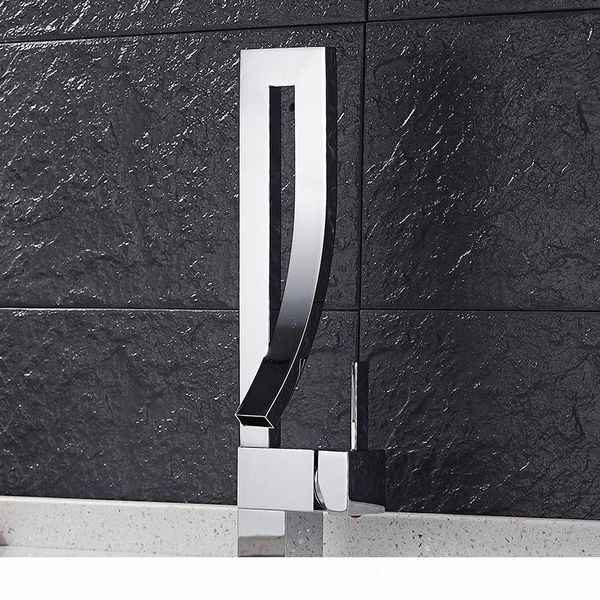 

basin faucets single handle deck mounted chrome brass square tall bathroom sink faucet and cold mixer water tap