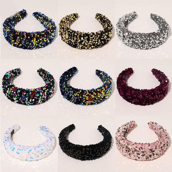 

fashion shiny colorful sequins women headband sponge hair hoop wide glitter head hoop makeup party hairband hair accessories new q bbymdr