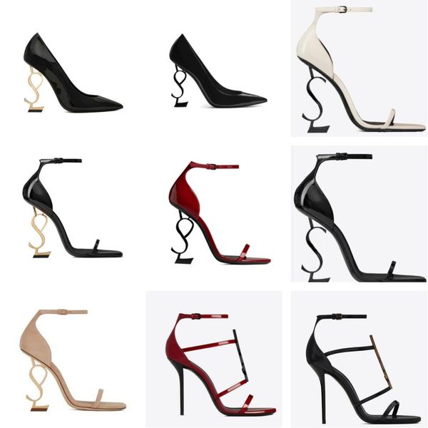 

famous design dress shoes womens opyum sandals pumps stiletto heel leather open toes party wedding office career black nude red brown luxury