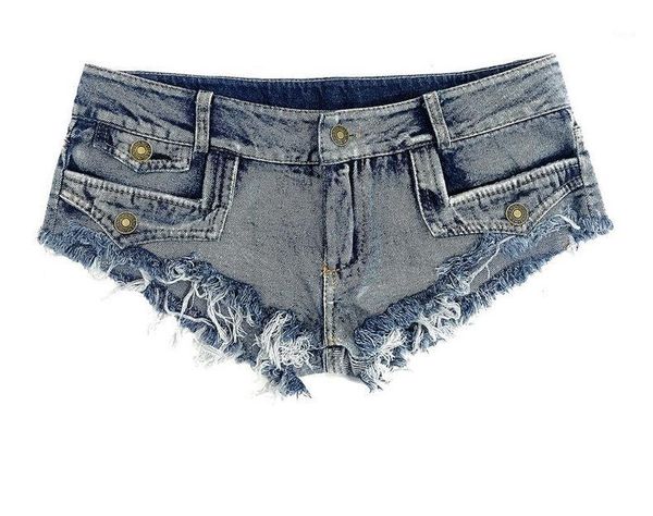 

micro denim shorts with low waist mini skinny jeans woman night club wear cotton women's shorts holes tassel short femme1, Blue