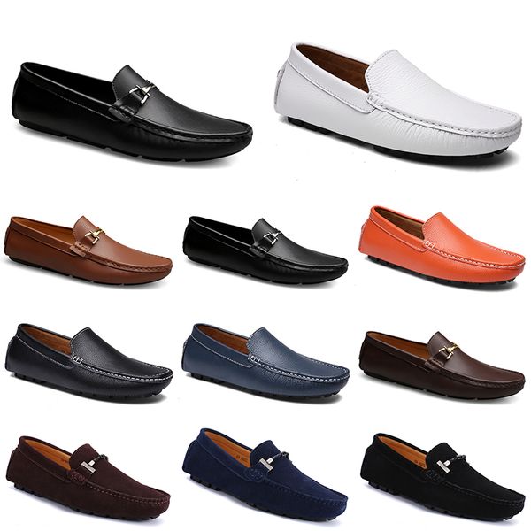 Mode Leder Doudou Männer Casual Fahrschuhe Atmungsaktive weiche Sohle Lichter Tan Schwarz Marineblau Weiß Blau Silber Gelb Grau Schuhe All-Match Lazy Cross-Border GAI