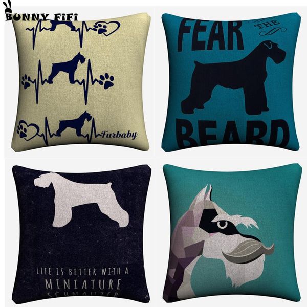 

geometric schnauzer dog cushion covers decorative square throw pillow cover chair sofa cotton linen pillowcase