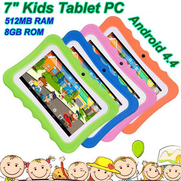 Tablet de 7 polegadas 512MB RAM de 8 GB ROM Allwinner A33 Quad Core Android 4.4 Crianças Student presentes Tablets WiFi Camera Natal com caso