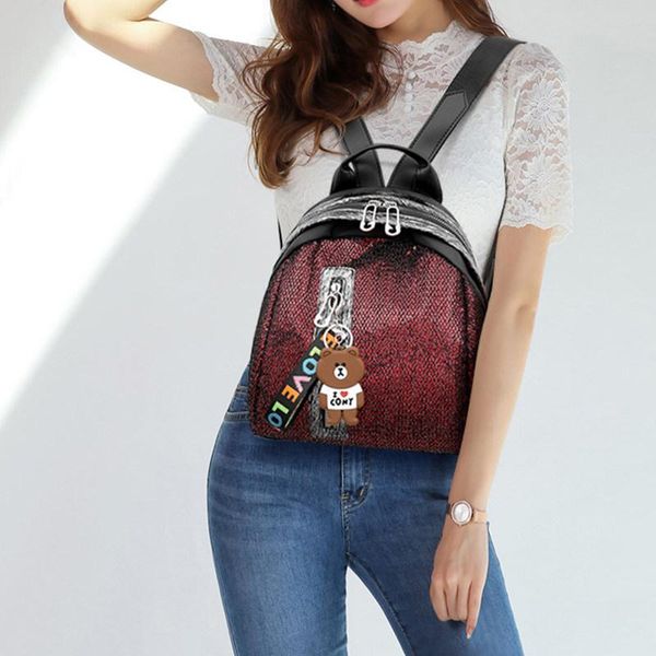 

new female girls street glitter sequins backpack women ladis party shoulder schoolbags girls cute casual travel zipper backpack bbyqed