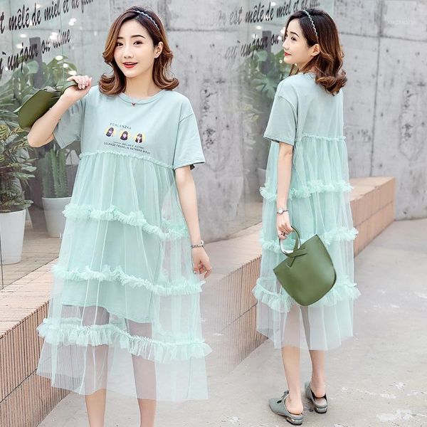 

maternity dresses clothes 2021 summer style gauze fairy freaky dress fashion loose pregnant women dress1, White