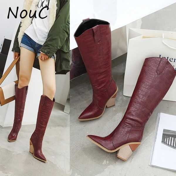 

boots black yellow white knee high western cowboy for women long winter pointed toe cowgirl wedges motorcycle1