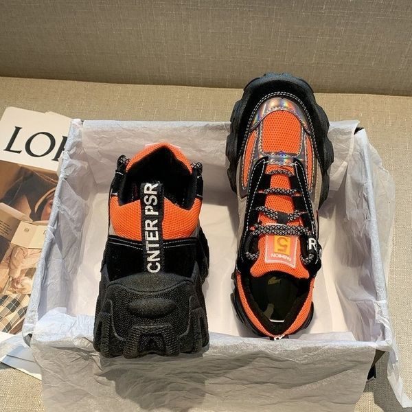 

women's autumn leaf sneakers, informal sneakers with fashion laces, women's heavy slippers, women's orange powder shoes, 2020, Black