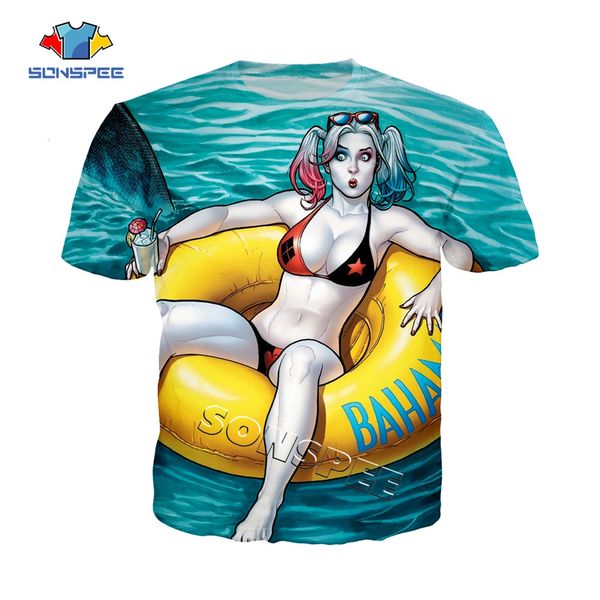 

summer suicide squad harley quinn comic clown 3d print shirts hippie graphic harajuku men clothing