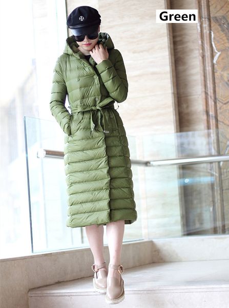 

2021 new quality of women winter high white duck down female jacket long green jcakets hood parkas shelter mujer wxf191 7xcn, Black