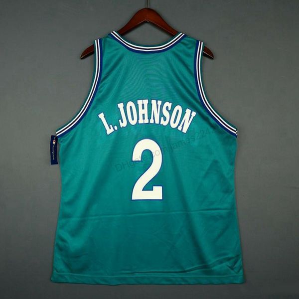 

custom retro #2 larry johnson champion college basketball jersey men's all stitched green any size 2xs-5xl name or number quality, Black;red