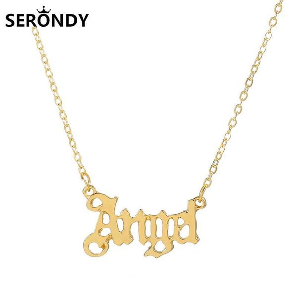 

alloy english letter angel pendant choker necklace for women friends neck gift chains jewelry 2020 new trend aesthetic xl103771, Golden;silver