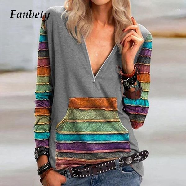 

women color block geometric print blouse shirt autumn deep v neck pullover ladies new vintage long sleeve blusa zipper1, White