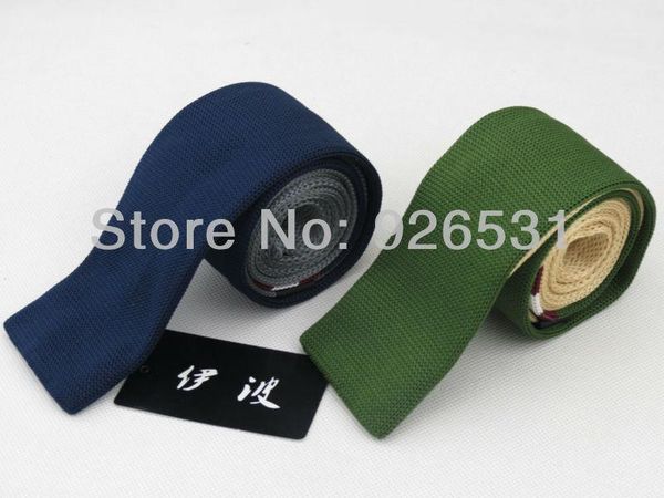 

new knitted tie/navy blue and green, two kinds of style/wine red and white stripes/han edition men tide new necktie1, Blue;purple
