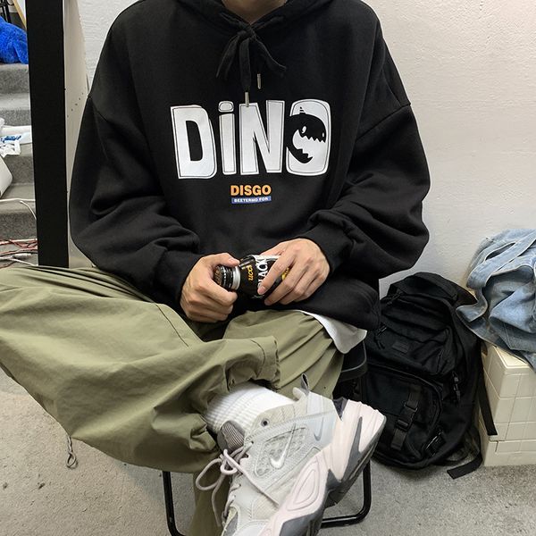 

2021 kong style hong new autumn and winter letter printed quilted with hoodie sweatshirt loose sweater couple fash coat 0v3q, Black;brown