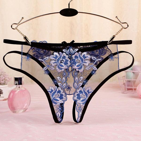 

women's underwear lace ultra-thin transparent embroidery seamless hollow low-rise thong t-pants1, Black;pink