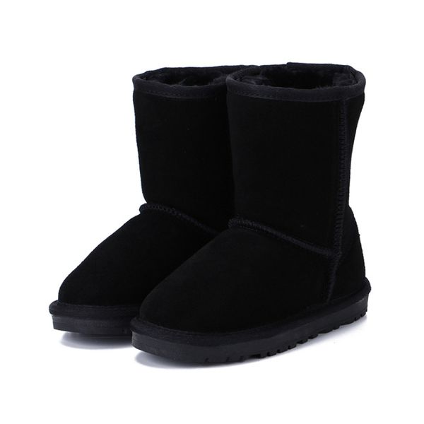 Heißer verkauf Marke Kinder Schnee Stiefel kinder Plüsch Kinder Mädchen Stiefel Winter Warme Kleinkind Jungen turnschuhe flache Warme Leder schwarz rot Schuhe