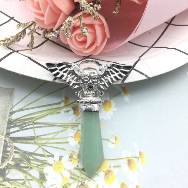 

10 шт серебро гальваническим череп голова много цветов кварцевого камень подвески для хэллоуина дня подарков ювелирных изделий, Silver