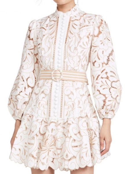

yamdi 2020 vintage boho party dresses women lace embroidery stand collar long sleeve elegant luxury spring summer dress runway y200805, Black;pink