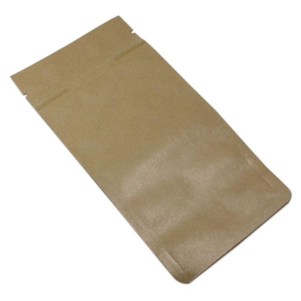 

50pcs lot brown stand up kraft paper side gusset zip lock package bag doypack resealable zipper food tea storage packing pouch h wmtmgo