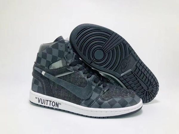 

louisy vuittons jumpman 1 basketball shoes athletics sneakers running shoe for women sports torch hare game royal pine green court with1, Black