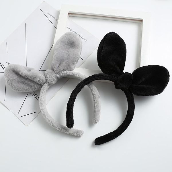 

fashionable cute plush ears headband children girl headband hair accessories sweet simple solid color headdress jewelry1, Slivery;white