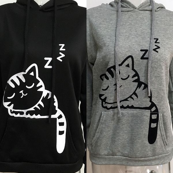 

2521r сыпучие igfx2 сыпучие шаблон шаблон с капюшоном свитер флис печататься кошка печататься с капюшоном свитер кошачью шерсть шерсть шерст, Black