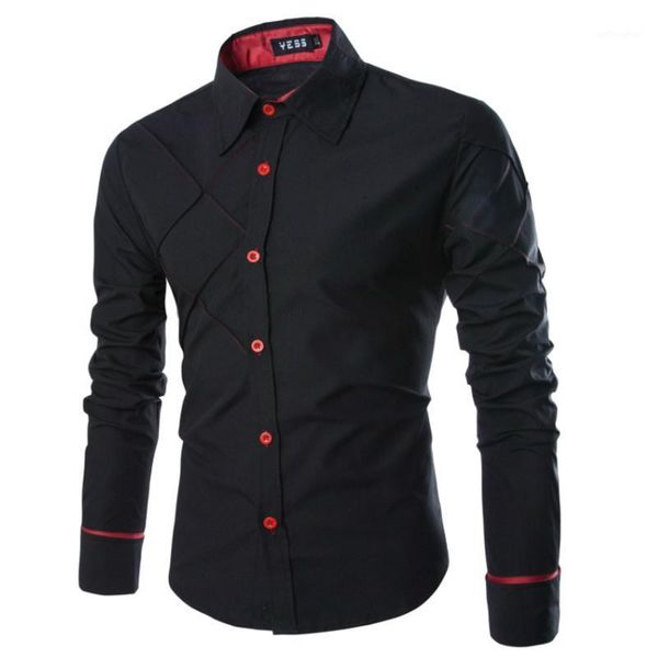 

men shirt 2018 fashion korean wild slim fit long sleeve shirt men cotton stripes casual social clothes 10 colors asian size1, White;black