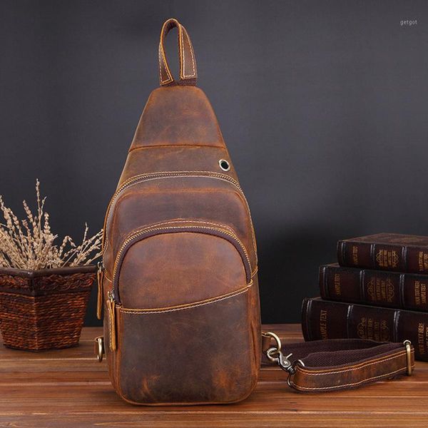 

vintage mens chest bags genuine leather crossbody chest packs crazy horse leather sling bags mens messenger1