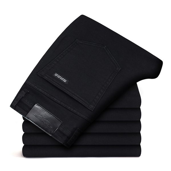 

black grey brands jeans trousers men clothes elasticity skinny jeans business casual male denim slim pants classic style 201120, Blue