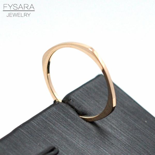 

fysara титан сталь розовое золото цвет плоские квадратные кольца smooth пара свадебное кольцо хвост женщины человек мода ювелирные изделия j, Silver