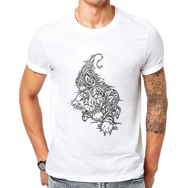 

basic white tiger printing fashion mens short sleeve tees shirts fashion sport hooded sweatshirt hoodie men t shirt