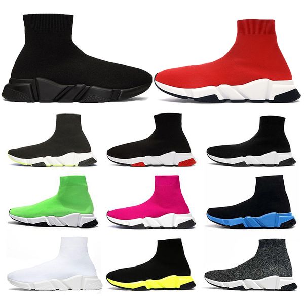 

mens sock shoes platform womens sneakers speed trainer triple black white blue beige classic with lace outdoor jogging walking size 36-45
