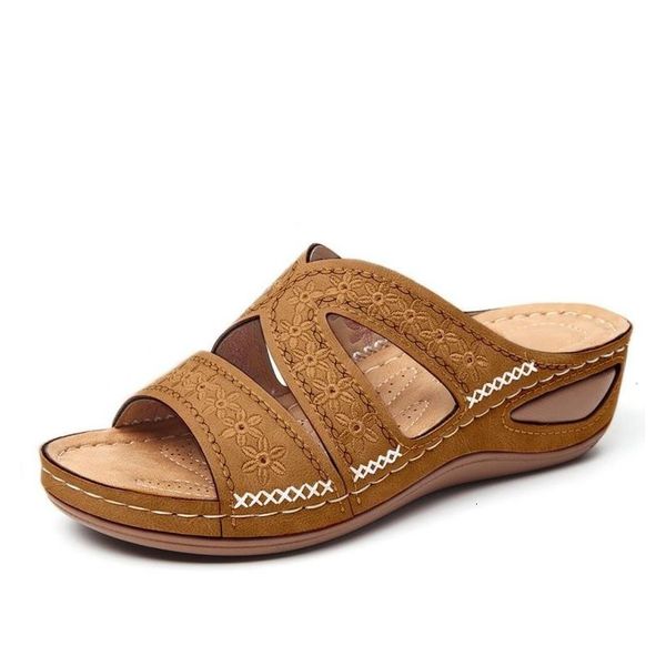 

2021 new women slippers casual shoes sandals summer outdoor floral fashion woman footwear pu plus size ladies shoe 1 754l, Black