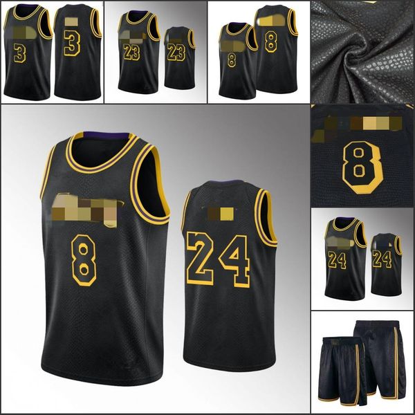 

2020 retro black front8#back24# rear outdoor sports t-shirt clothes embroidery men's basketball jersey sports jersey, Gray