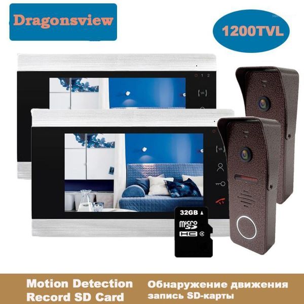 

video door phones dragonsview 7 inch home intercom system doorbell camera for security 2v1 1v2 2v2 multiple supported ir1