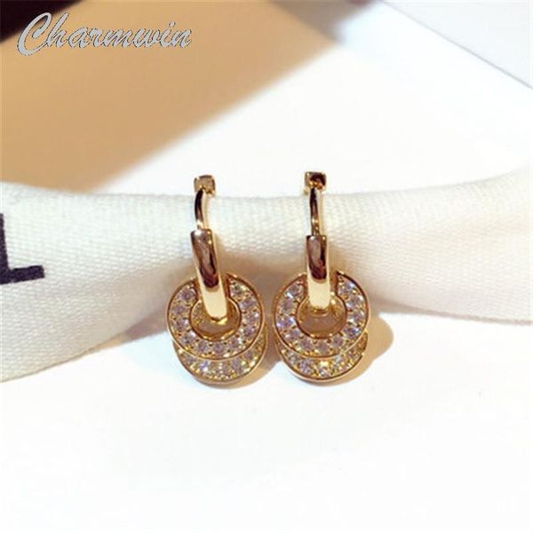 

2020 new hoop earrings for women earrings trend rhinestones gold and silver color circle fashion jewelry1, Golden;silver