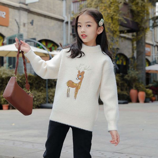 

with thickened girls' and sweater pullover mink like cashmere, Blue